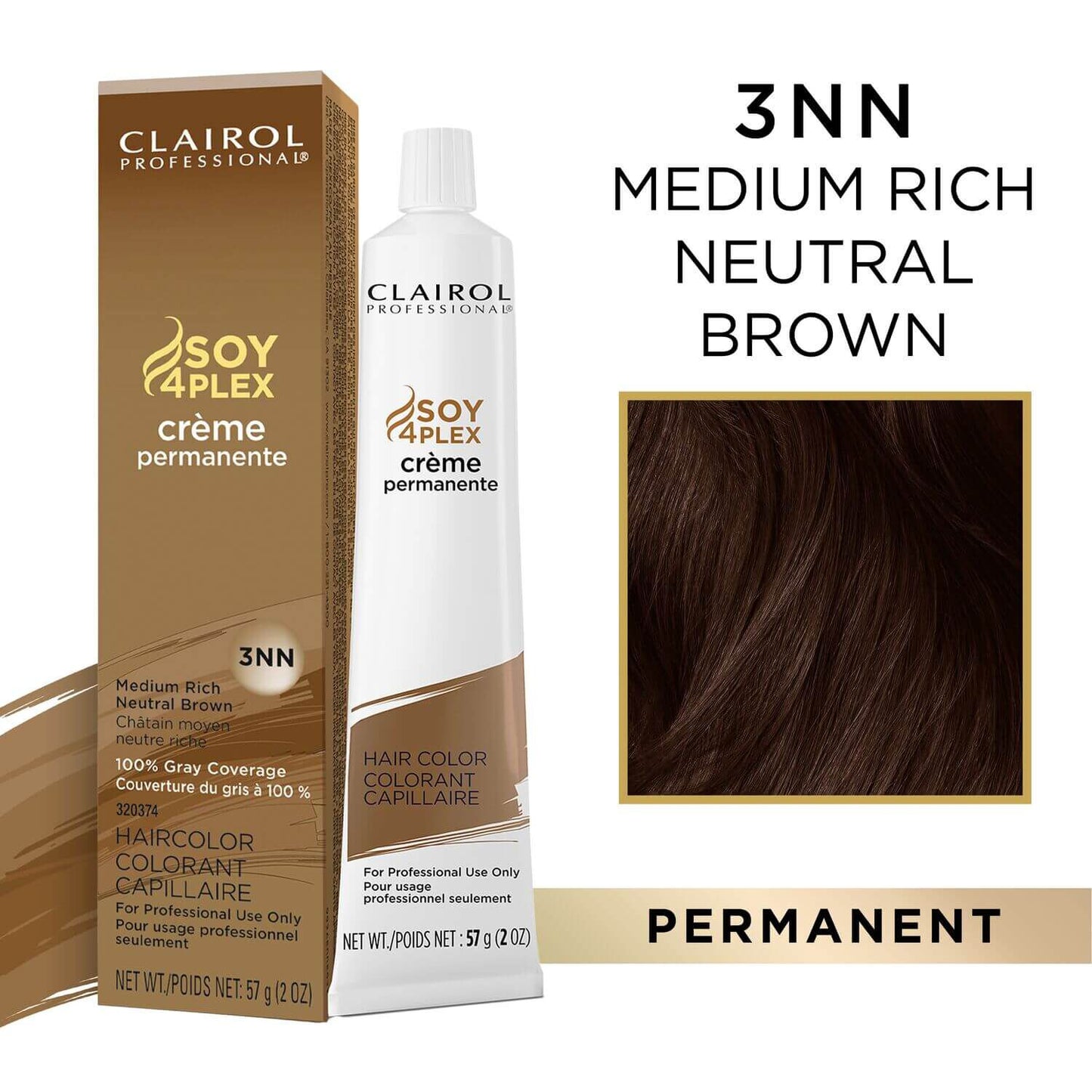 Clairol Professional Soy4Plex Creme Permanente Hair Color 3NN-Medium Rich Neutral Brown