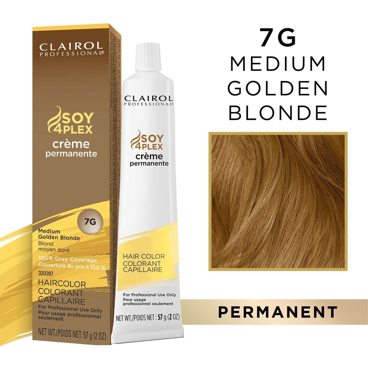 Clairol Professional Soy4Plex Creme Permanente Hair Color 7G-Medium Golden Blonde