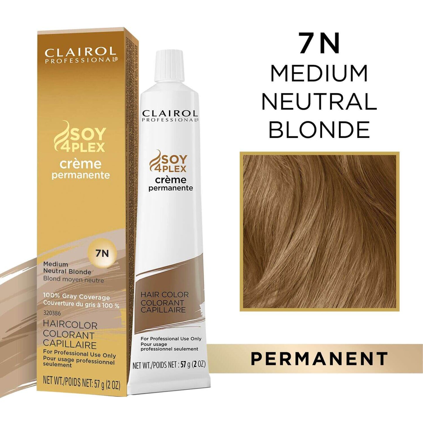 Clairol Professional Soy4Plex Creme Permanente Hair Color 7NN-Medium Rich Neutral Blonde