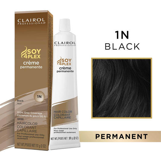Clairol Professional Soy4Plex Creme Permanent Hair Color 1N-Black