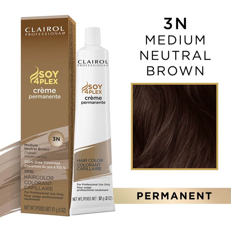 Clairol Professional Soy4Plex Creme Permanente Hair Color 3N-Medium Neutral Brown