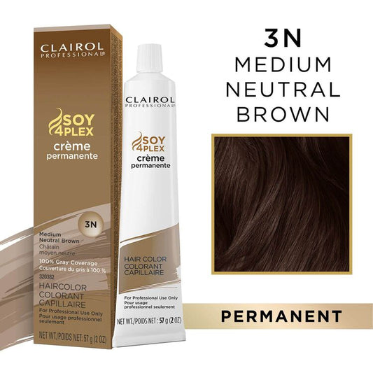 Clairol Professional Soy4Plex Creme Permanente Hair Color 3N-Medium Neutral Brown