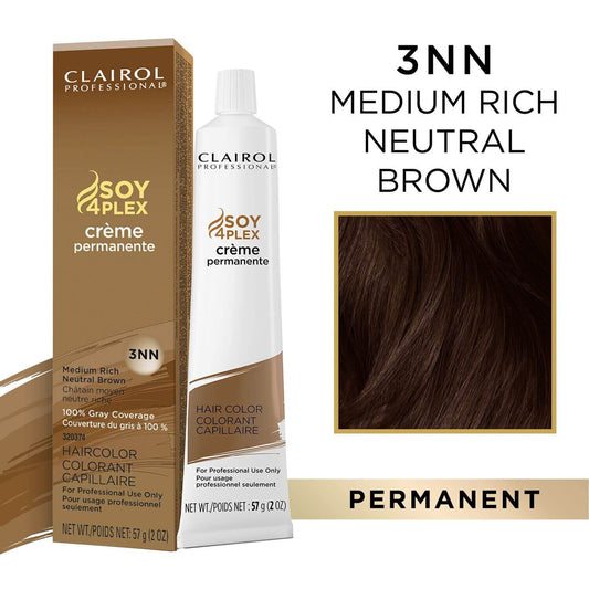 Clairol Professional Soy4Plex Creme Permanente Hair Color 3NN-Medium Rich Neutral Brown