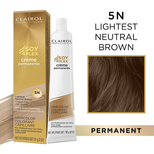 Clairol Professional Soy4Plex Creme Permanente Hair Color 5N-Lightest Neutral Brown