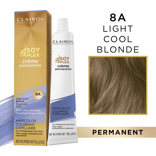 Clairol Professional Soy4Plex Creme Permanente Hair Color 8A-Light Cool Blonde