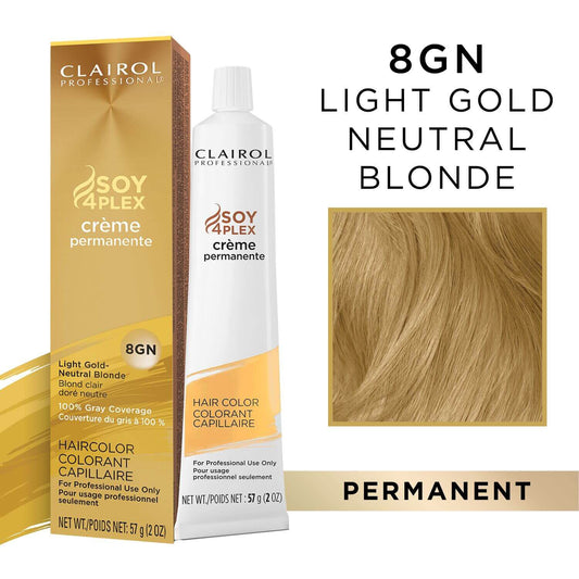 Clairol Professional Soy4Plex Creme Permanente Hair Color 8GN-Light Gold Neutral Blonde