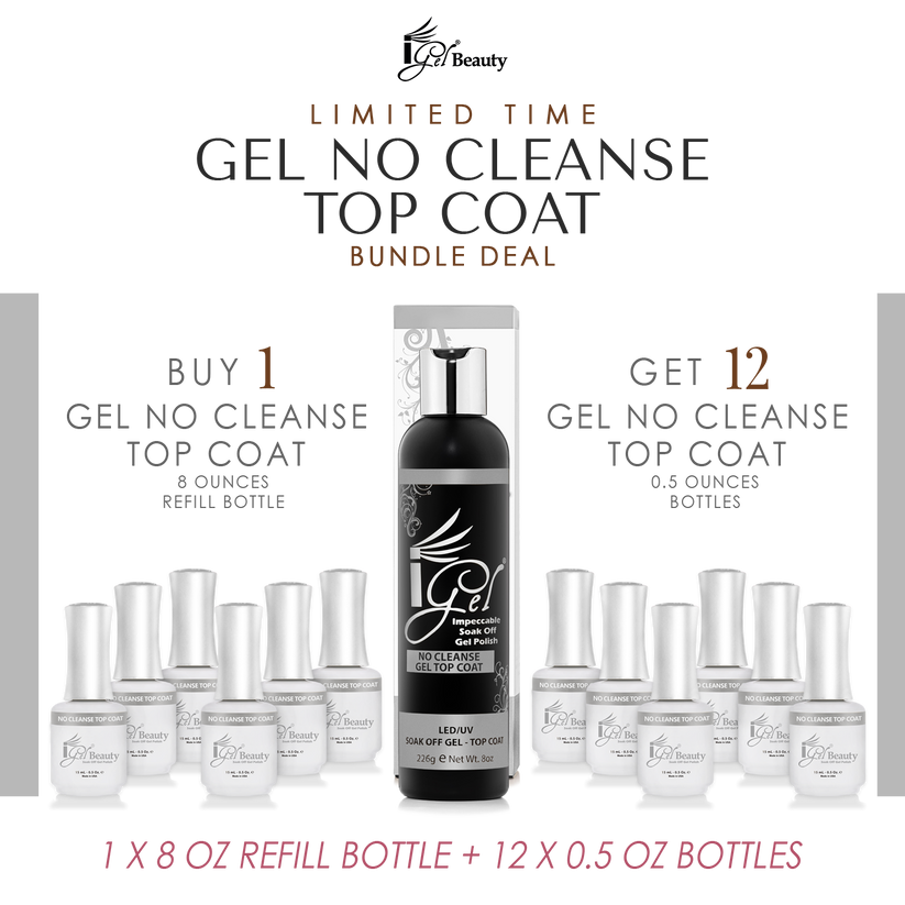 IGEL NO CLEANSE TOP COAT - 8 OZ + 12 FREE 0.5 OZ BOTTLES